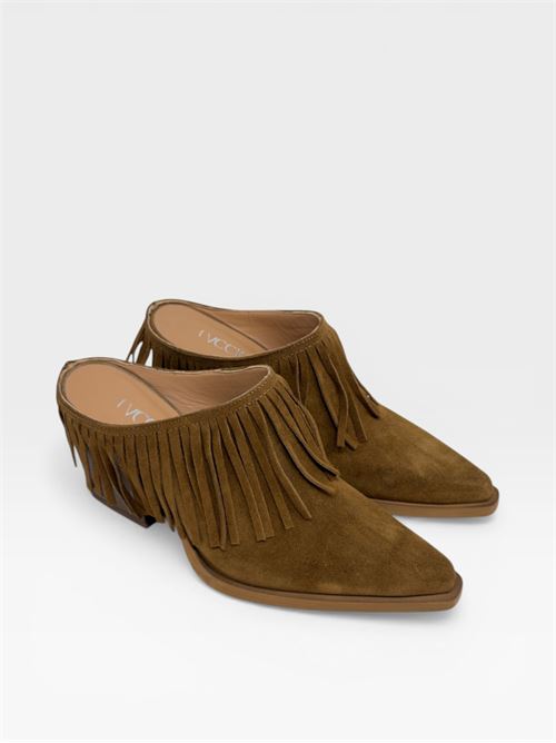Sabot in suede cuoio con frange IL LACCIO | MARA24VELOURWHISKY377